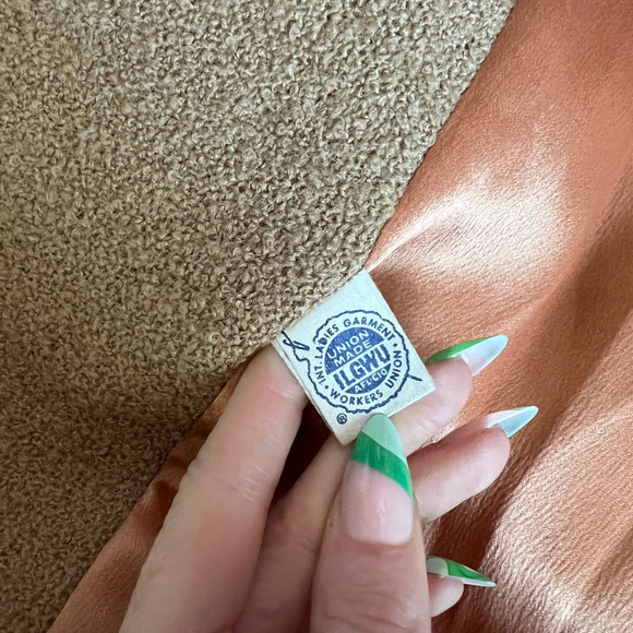 Vintage 1960's Forstmann Frizelda Tan Boucle Wool Fur Trim Swing Coat - Picture 6 of 10